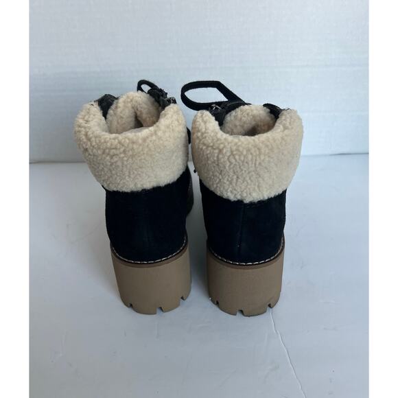 BLONDO Devin Black Suede Waterproof Lace up Zip Lug Sole Platform Boots 8.5 - Picture 6 of 11